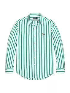 Полосатая спортивная рубашка с длинными рукавами Polo Ralph Lauren, белый