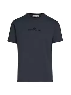 футболка с круглым вырезом и логотипом Stone Island, серый
