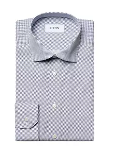 Рубашка приталенного кроя с микропринтом Eton, синий