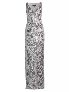 Платье-колонна с блестками и блестками для светских мероприятий Donna Karan New York, цвет silver