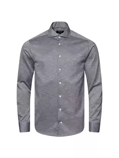 Роскошная трикотажная рубашка узкого кроя размера King Eton, темно-синий