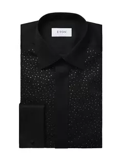 Деловая рубашка из твила современного кроя с кристаллами Сваровски Eton, черный