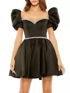Расклешенное мини-платье Ieena с декором Mac Duggal, черный