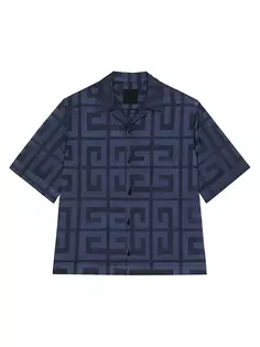 Блестящая гавайская рубашка свободного кроя 4G Givenchy, темно-синий