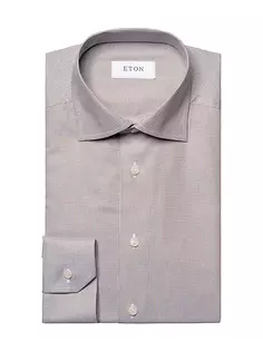 Рубашка современного кроя с микро-гусиными лапками Eton, коричневый