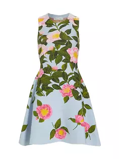 Жаккардовое платье Camellia с расклешенной юбкой Oscar De La Renta, цвет pink pale blue