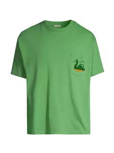 Футболка с круглым вырезом и карманом «Лебедь» Bode, зеленый