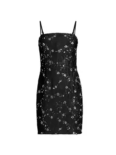 Жаккардовое мини-платье Skyla, расшитое бисером Milly, черный