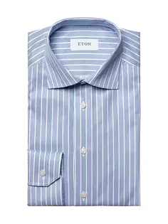 Рубашка Slim Fit с узором «гусиные лапки», эластичная в четырех направлениях Eton, синий