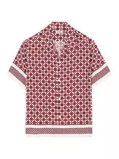 Рубашка с квадратным крестом и короткими рукавами Sandro, красный