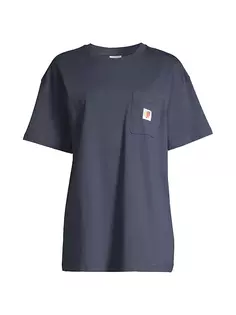 футболка с карманом и логотипом Sky High Farm, темно-синий
