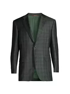 Спортивное пальто Siena из шерстяной клетчатой ткани на двух пуговицах Canali, зеленый