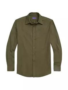 Рубашка на пуговицах с микро-елочкой Ralph Lauren Purple Label, цвет thicket moss
