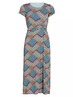 Трикотажное платье миди Melissa с геометрическим узором Elie Tahari, цвет tropez tile