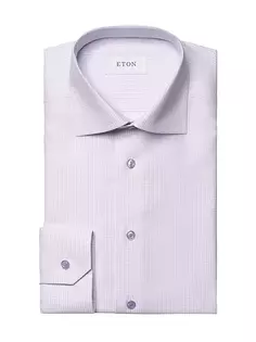 Рубашка приталенного кроя из хлопкового тенселя в клетку Eton, фиолетовый
