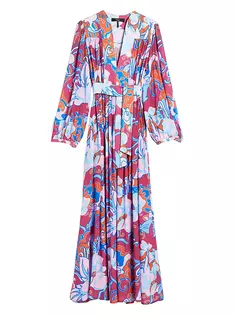 Платье макси из жоржетта с цветочным принтом Weekend Max Mara, многоцветный