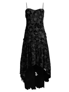 Бархатное платье миди Alexa с цветочным принтом Ungaro, черный