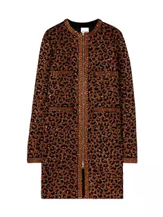 Трикотажная куртка с леопардовым принтом и пайетками St. John, мультиколор