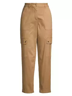Хлопковые брюки-карго прямого кроя Michael Michael Kors, цвет dark camel