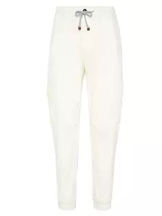 Хлопковые спортивные штаны из френч терри с карманами-карго и эластичными манжетами Brunello Cucinelli, цвет off white