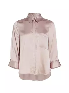 Шелковая рубашка бойфренда с высоким и низким вырезом Twp, цвет arctic dust