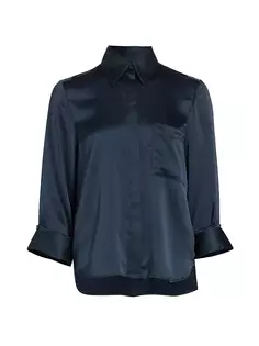 Шелковая рубашка бойфренда с высоким и низким вырезом Twp, цвет mood indigo