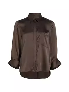 Шелковая рубашка бойфренда с высоким и низким вырезом Twp, цвет turkish coffee