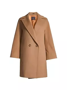 Короткое двубортное шерстяное пальто Cinzia Rocca, цвет camel