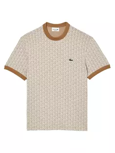 Хлопковая футболка обычного кроя с логотипом Lacoste, цвет cream brown
