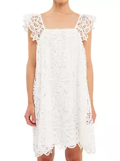 Мини-платье со шнуровкой и воланами Endless Rose, белый