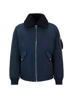 Водоотталкивающая куртка с воротником из искусственного меха Boss, синий