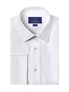Хлопковая классическая рубашка с пейсли David Donahue, белый