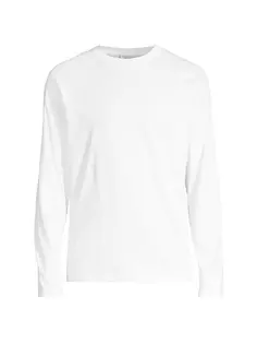 Рубашка с длинными рукавами Riviera с круглым вырезом Sunspel, белый