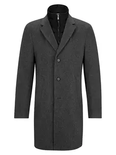 Пальто из смесовой шерсти с внутренней молнией Boss, серый