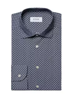 Рубашка приталенного кроя с геометрическим рисунком, эластичная в четырех направлениях Eton, синий