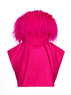 Мини-платье Paula с перьями Michael Costello Collection, ярко-розовый