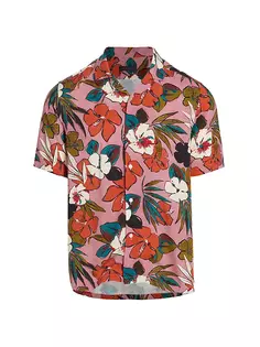 КОЛЛЕКЦИЯ Рубашка Camp с тропическим цветочным принтом Saks Fifth Avenue, светло-розовый