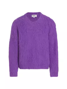Пушистый шерстяной свитер Aster с v-образным вырезом Áwet, фиолетовый Awet
