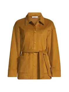 Веганская замшевая куртка с поясом Max Mara Leisure, цвет ochre