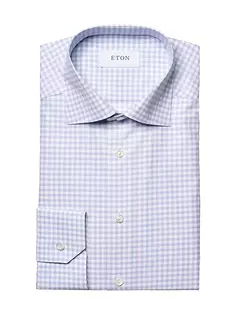 Рубашка в клетку современного кроя Eton, фиолетовый