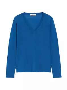 Шерстяной вязаный свитер с V-образным вырезом Max Mara Leisure, синий