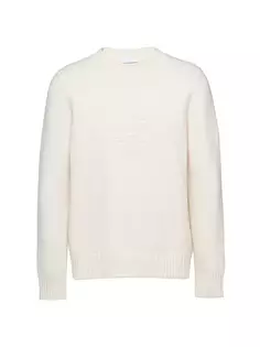 Свитер с круглым вырезом из шерсти и кашемира Prada, цвет off white