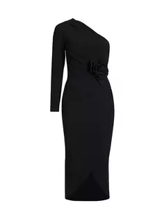 Платье миди с розеткой на одно плечо Agapios Chiara Boni La Petite Robe, черный