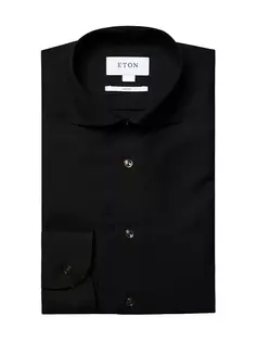 Рубашка современного кроя из мериносовой шерсти Eton, черный