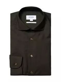 Рубашка современного кроя из мериносовой шерсти Eton, зеленый