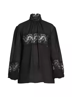 Прозрачная блузка с кружевной вставкой Dolce&amp;Gabbana, черный