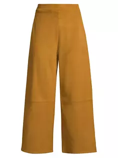 Укороченные брюки из веганской замши Max Mara Leisure, цвет ochre