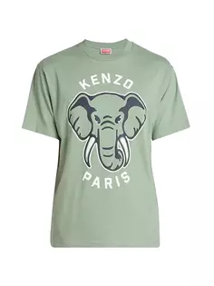Футболка с круглым вырезом и логотипом слона Kenzo, цвет almond green