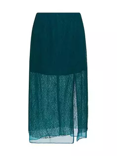 Многослойная юбка миди из хлопкового кружева с геометрическим рисунком Jason Wu Collection, цвет ocean seagreen