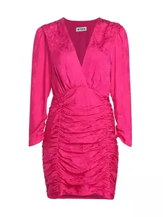 Атласное мини-платье с принтом Golden Rose Rixo, цвет rennie rose jacquard pink
